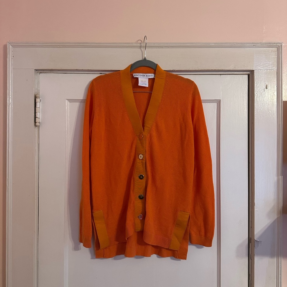Gretchen Scott Designs Vibrant Orange Cardigan